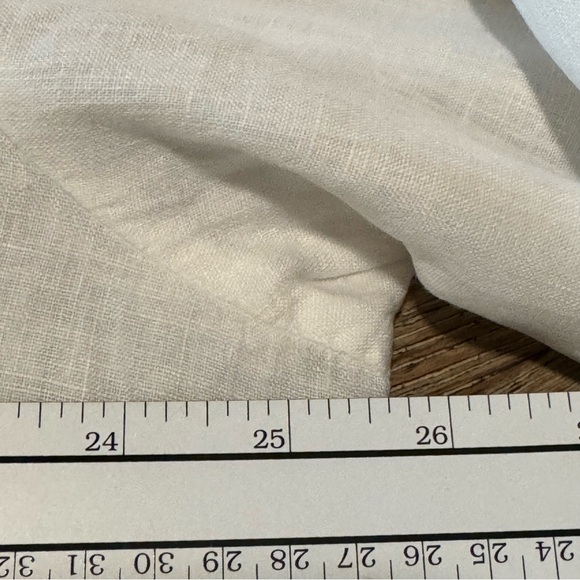 Large Flax Linen poets blouse Women’s long white top shirt mandarin collar - Picture 8 of 12